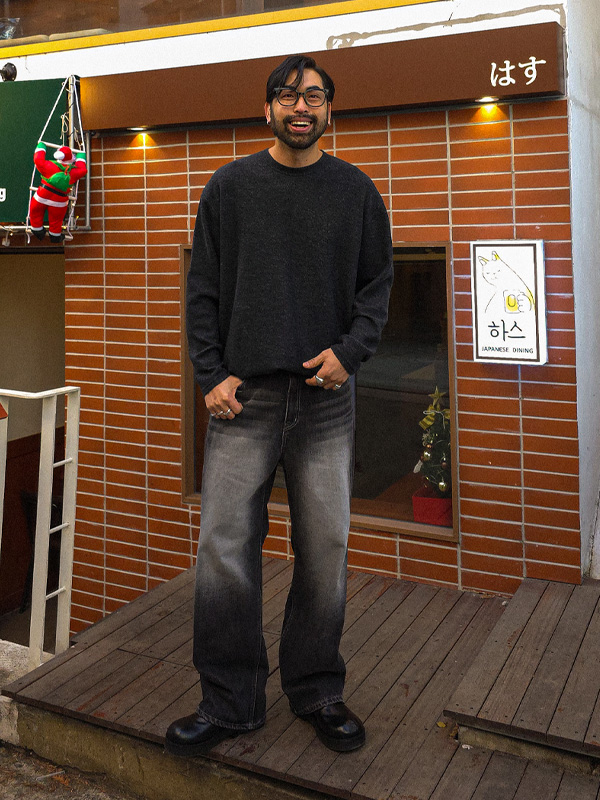 (L-7XL)<br>미슈킨 넣은척 니트지 起毛長袖Tシャツ T056