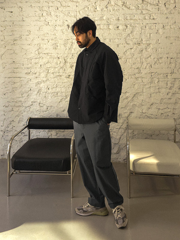 (L-7XL)<BR>지니퍼 ラグラン 절개셔츠 6085