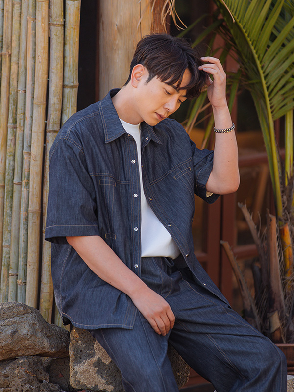 (XL-6XL)<br>마리코 リネン ノンウォッシュジーンズ シャツ&ジャケット