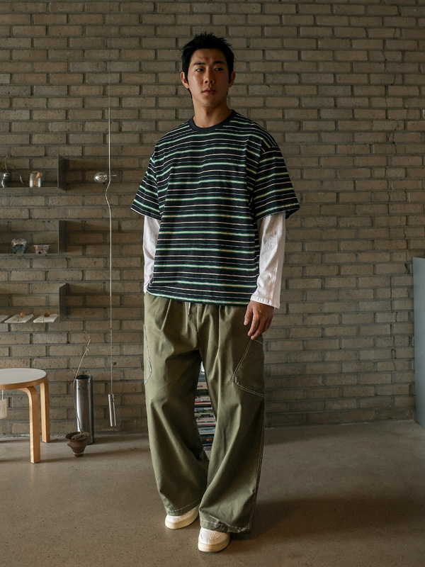 에이투스 縞模様 長袖Tシャツ