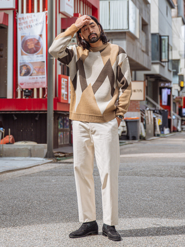 (L-5XL)<br>데이드 ラウンドニット