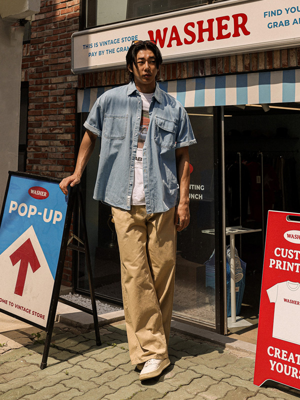 (XL-6XL)<BR>파드로나 デニム半袖シャツ 515