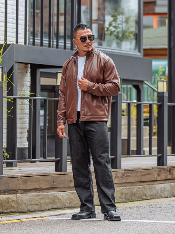 (L-5XL)<BR>아라스 레더 ジャケット