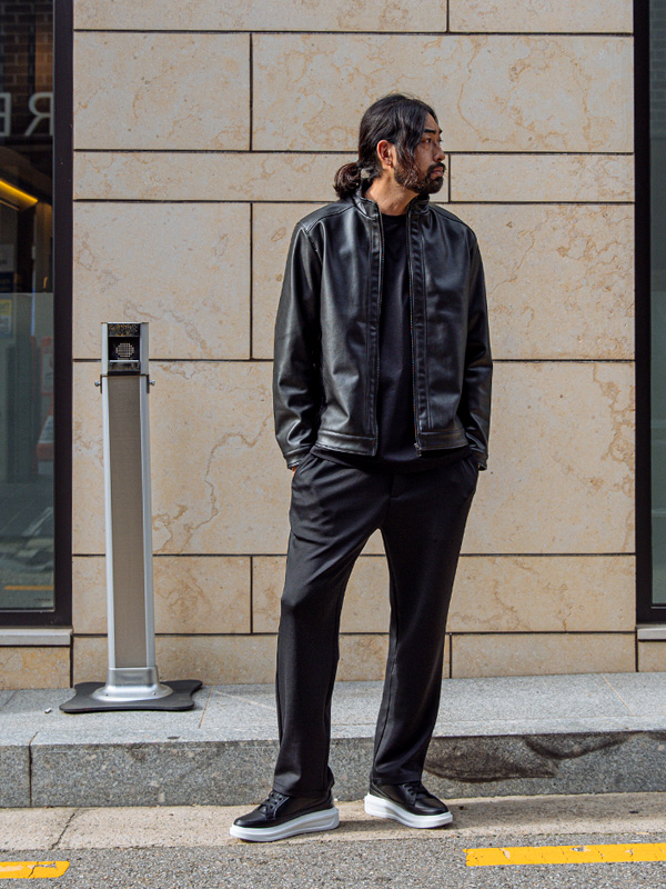 (L-5XL)<BR>아라스 레더 ジャケット