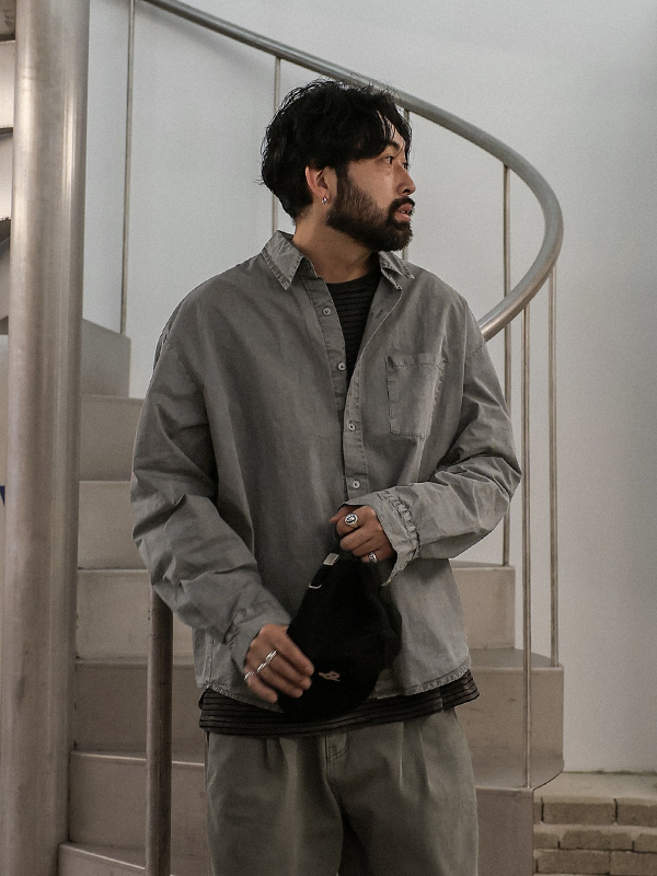 (L-5XL)<BR>오코마 顔料 포켓셔츠