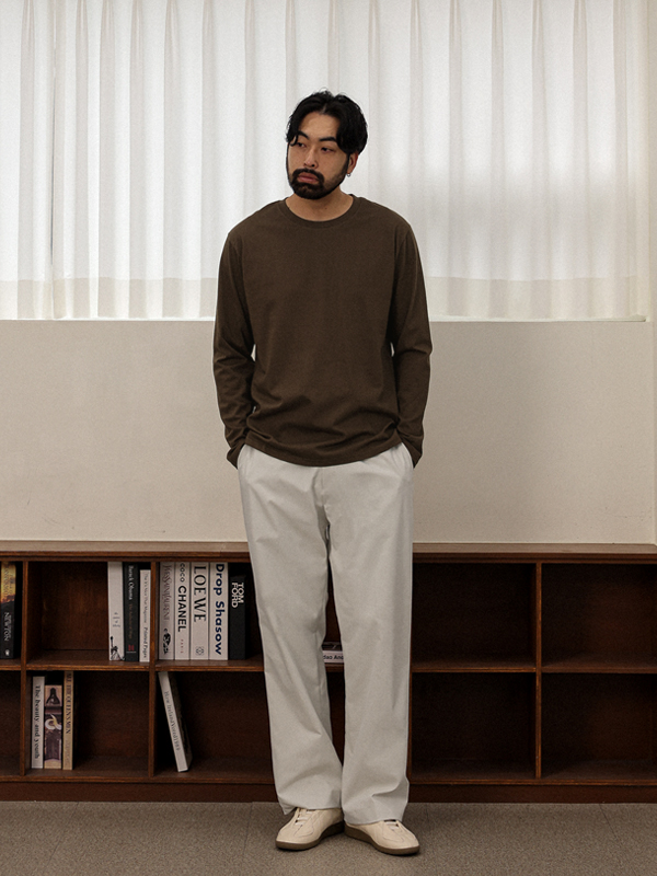 (M-5XL)<br>평화로운 R넥 長袖Tシャツ <br><font color="#098a09"><B>長さを選択 (基本的な,ロング+6cm)</B></font>