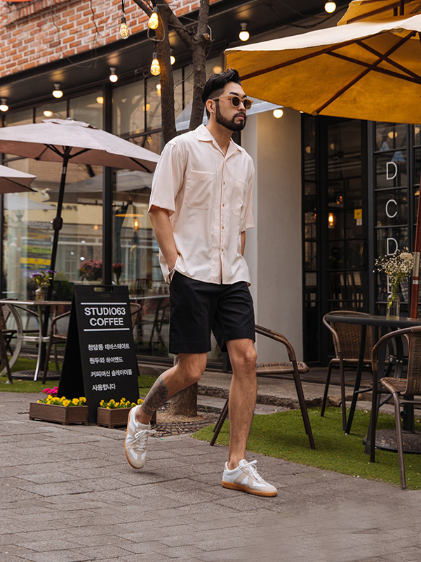 (L-5XL)<BR>코스트너 配色 ハーフパン