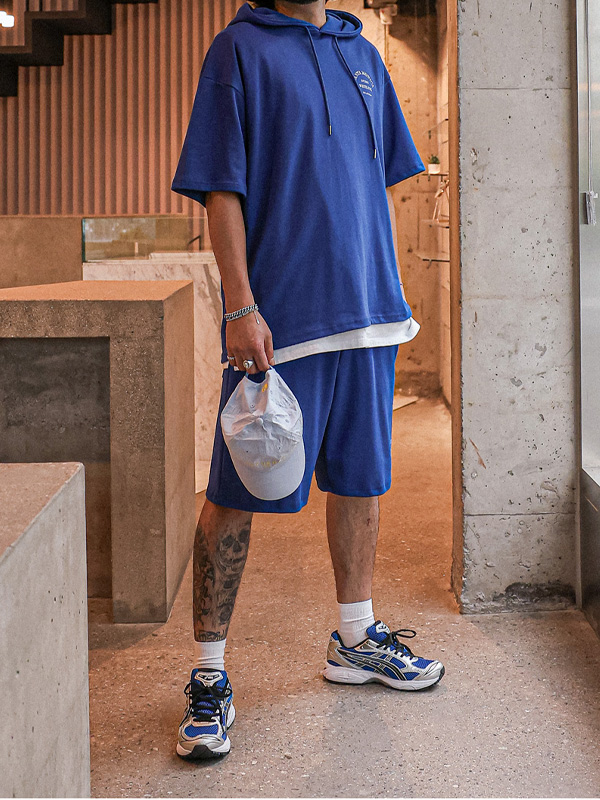 [SET](XL-6XL)<BR>코타비 반팔후드+하파다 バンディング半ズボン