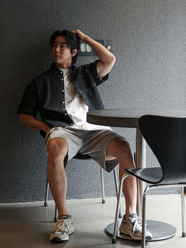 (XL-6XL)<BR>팡카 デニム半袖シャツ