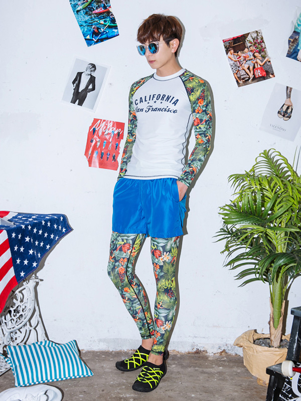 [SET](M-4XL)<BR>캘리포니아 軽警備員+フラワー レギンス