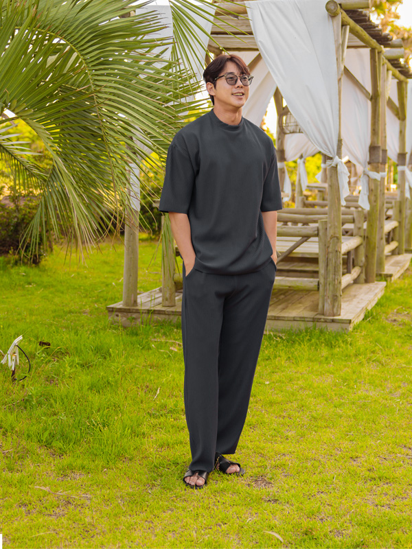 [SET](L-5XL)<BR>보아비스 半そでティー+우아초 バンディングパンツ