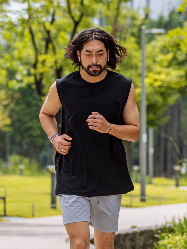 (L-4XL)<br>우퍼드 袖なし