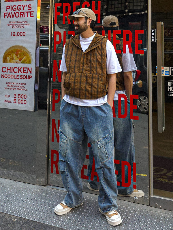 (XL-6XL)<br>만디야 セミワイドフィット デニム·カーゴ バンディングパンツ 1093