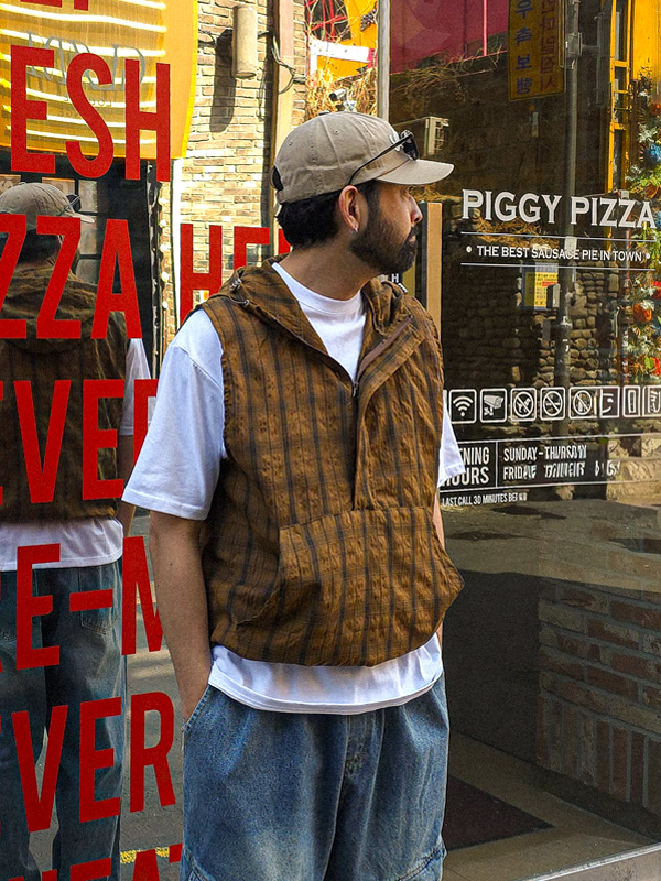 톤크 アノラック 체크조끼