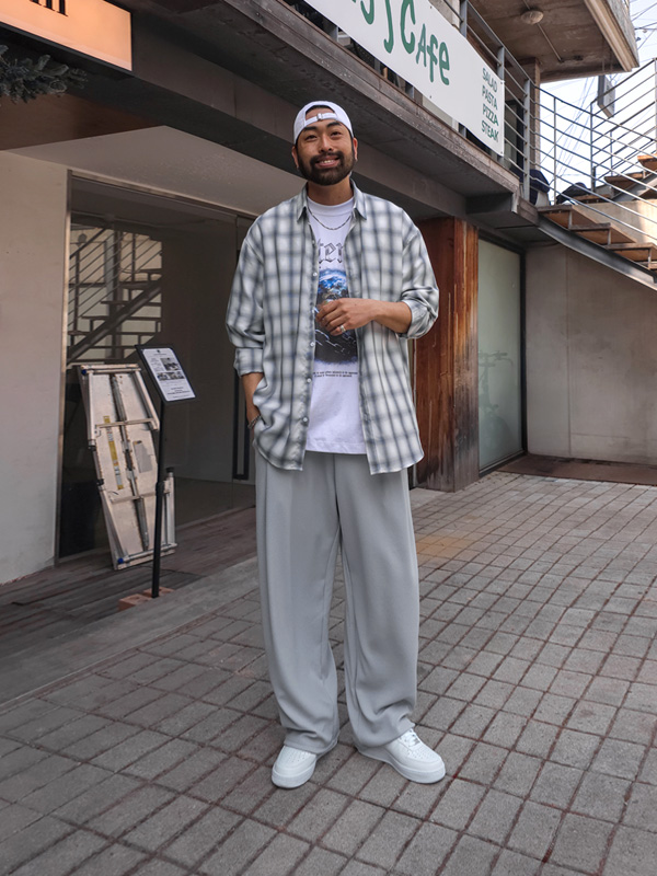 (L-4XL)<BR>라트람 チェック柄のシャツ 110