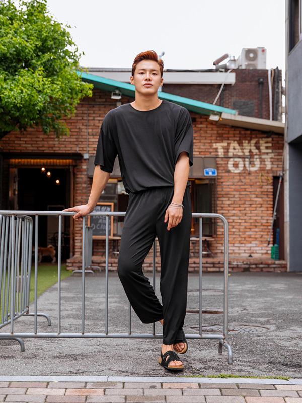 (L-5XL)<BR>레버튼 아이스 バンディングパンツ <br><font color="#098a09"><B>長さを選択 (基本的な,ロング+10cm)</B></font>