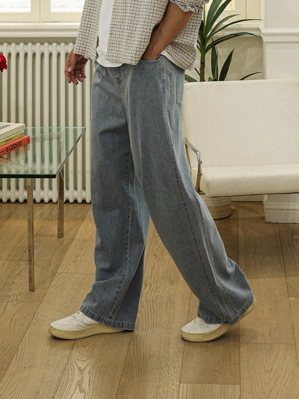 (XL-6XL)<BR>토르카만 セミワイドフィット デニムバンディングパンツ 9513