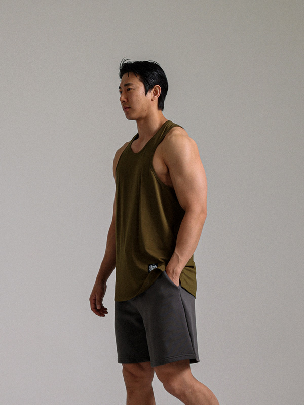 (L-5XL)<br>프라타 パッチ モーダル 헬스나시(サイド·スリット)<br><font color="#072c81"><B>[ W.DNA ]</B></font>