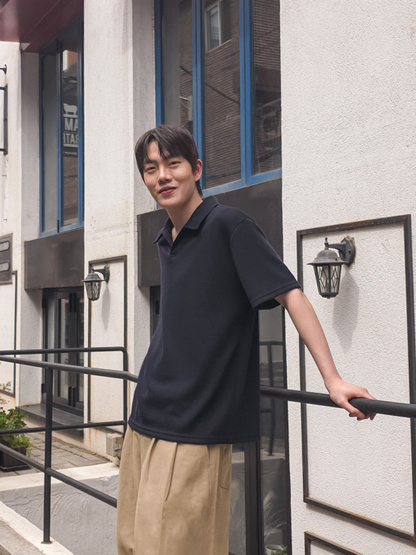 (M-4XL)<BR> 루토롭스 半袖襟ニット