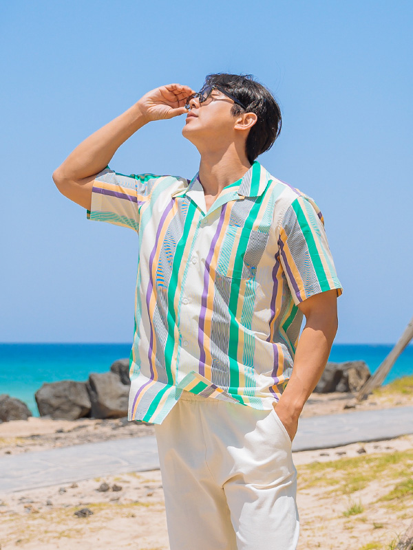 (XL-6XL)<br>칠라오  オープンカラー 半袖シャツ