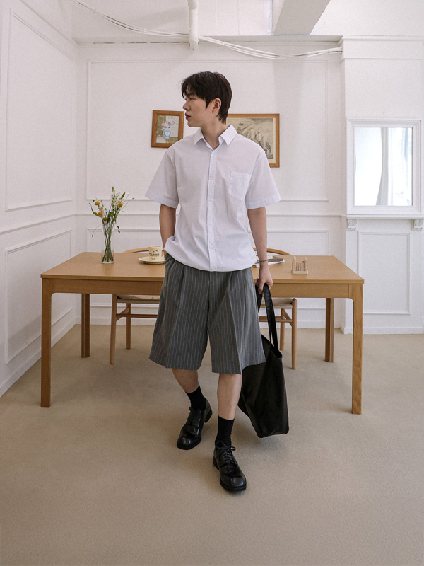(L-6XL)<Br>보나비타 넣은척 スパン半袖シャツ