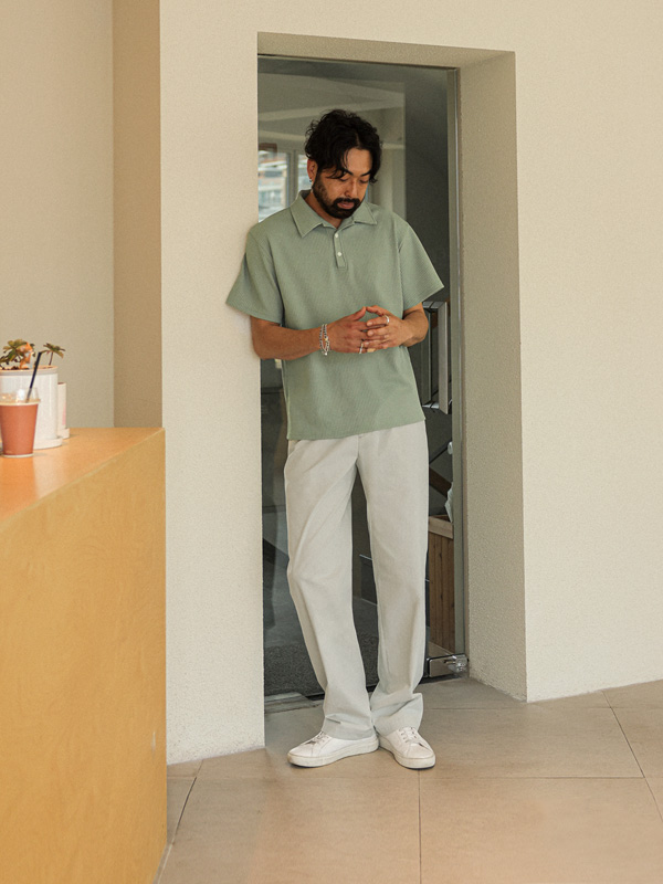 (M-4XL)<Br>크마카르 半袖襟ニット