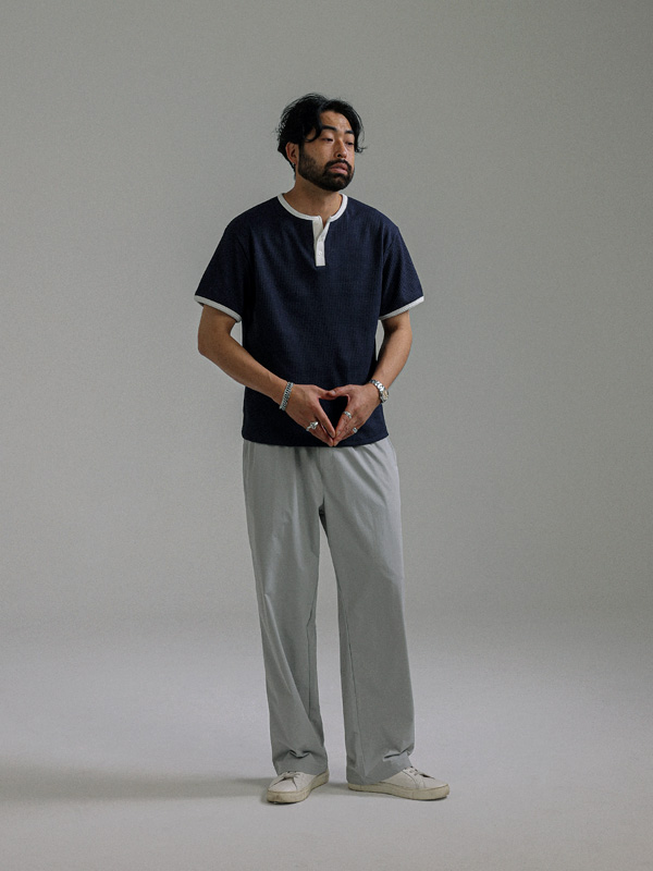 (M-4XL)<br>이스혼트 ヘンリーネック 半そでティー
