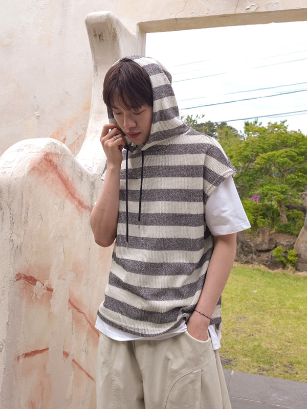 (L-5XL)<BR>주빌리 縞模様 フードベスト