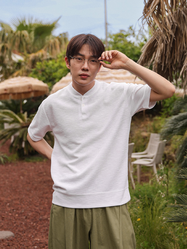 (L-5XL)<br>야머스 ヘンリーネック 半そでティー