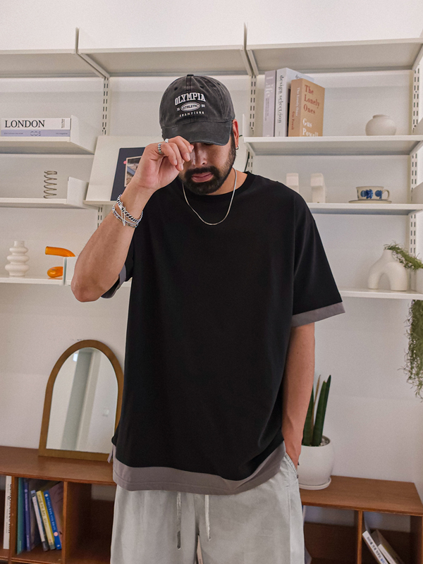 (L-5XL)<BR>로페스 レイヤード 半そでティー T083