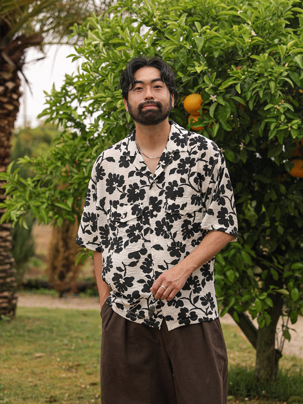(L-7XL)<br>로즈킨 フラワー 半袖シャツ