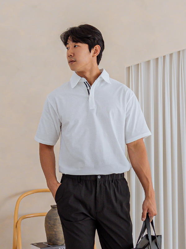 (L-5XL)<br>허배너스 半袖襟Tシャツ