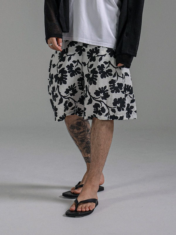 (L-7XL)<br>보리스 フラワー バンディング半ズボン