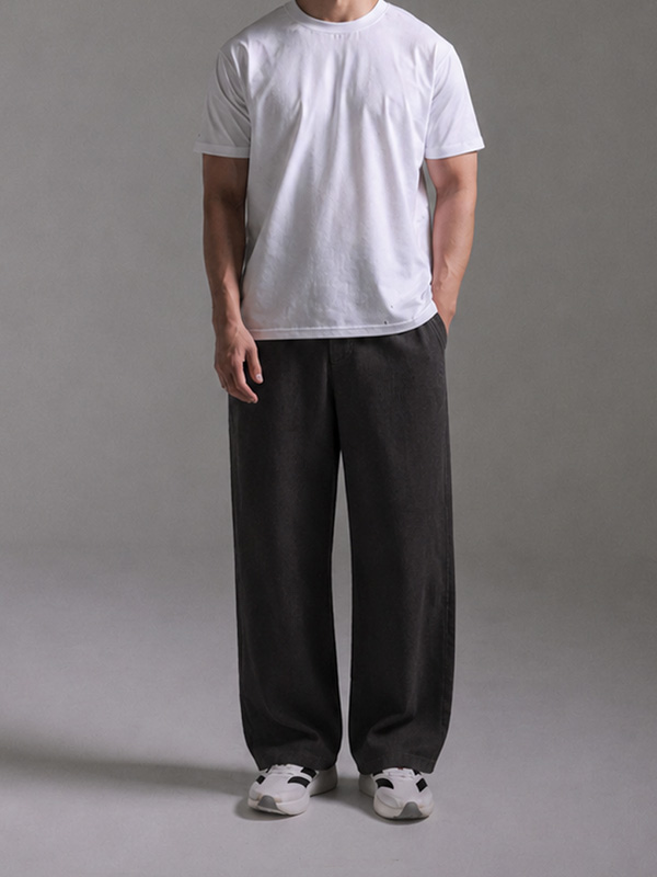 (L-7XL)<BR>터킷 セミワイドフィット バンディング綿ズボン