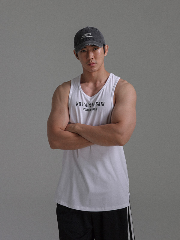 (L-5XL)<br>노페인노게인 サイド·スリット モーダル 헬스나시<br><font color="#072c81"><B>[ W.DNA ]</B></font>