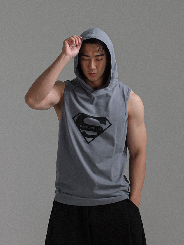 (L-5XL)<br>카비토 슈퍼맨 후드나시<br><font color="#072c81"><B>[ W.DNA ]</B></font>