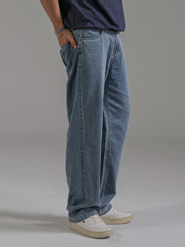 (L-6XL)<BR>허크널 標準フィット バックバンディング デニムパンツ