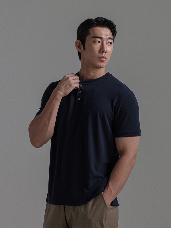 (L-5XL)<br>클라다보 ヘンリーネック 半そでティー