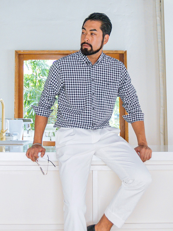 (M-4XL)<br>真 좋은 小さなチェック柄のシャツ