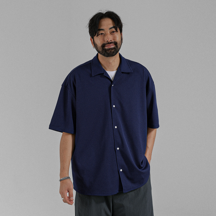 (XL-4XL)<BR>레츠크 ワッフル 카라반팔셔츠