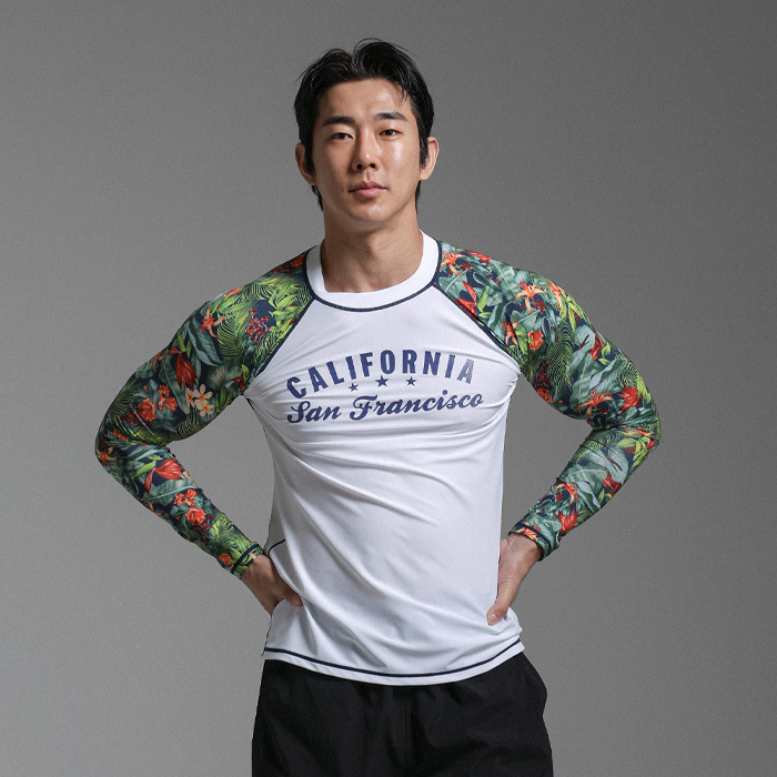 [SET](M-4XL)<BR>캘리포니아 軽警備員 + フラワー レギンス