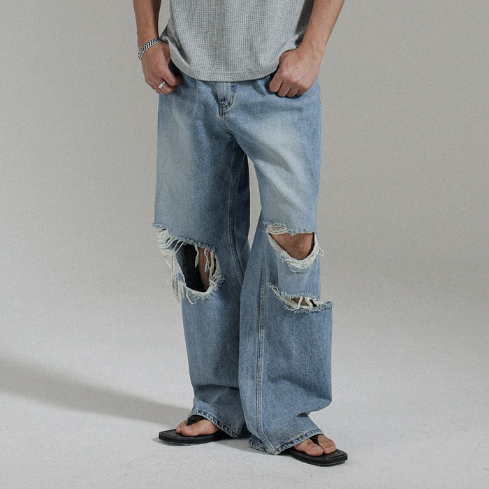 (S-5XL)<BR>알파하 セミワイドフィット デニムパンツ