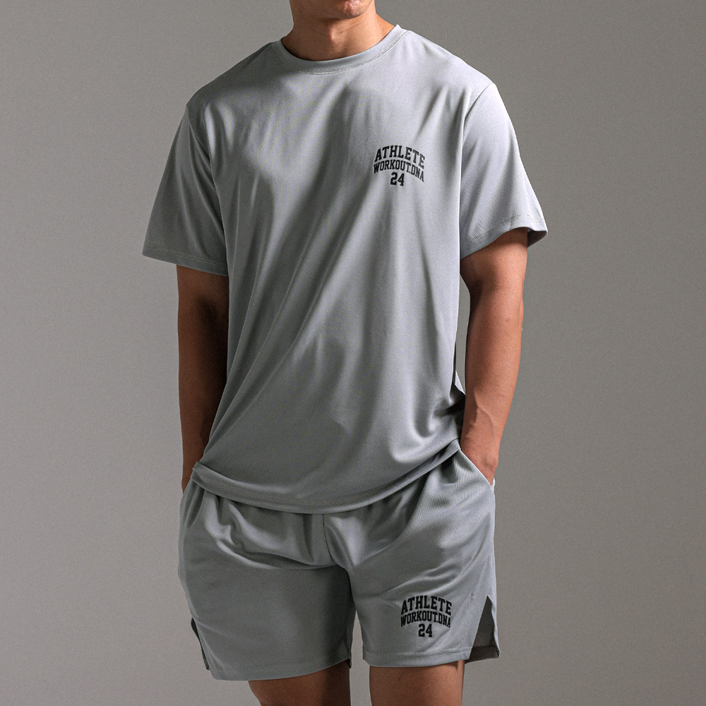 [SET](M-6XL)<br>아미타브 冷却用半袖Tee + 로힛 쿨링밴딩반바지 <br><font color="#072c81"><B>[ W.DNA ]</B></font>
