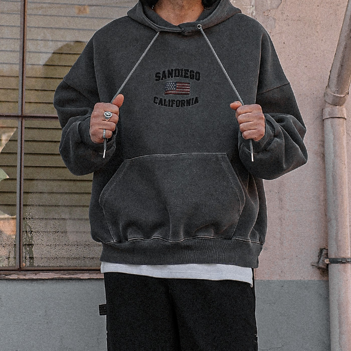 (XL-6XL)<BR>터니스버 顔料 フードティーシャツ <br><font color="#098a09"><B>長さを選択 (基本的な,ロング+6cm)</B></font>