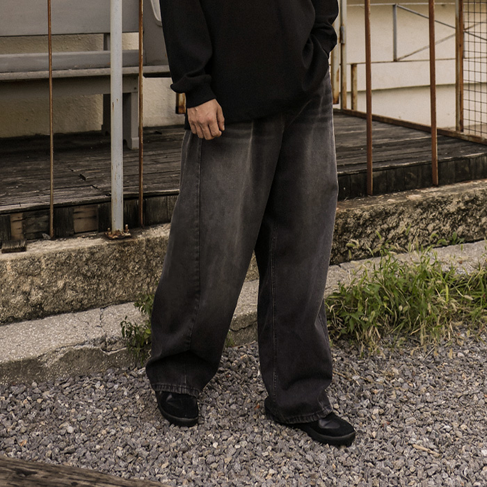 (XL-6XL)<br>홀스워디 커브드 デニムバンディングパンツ