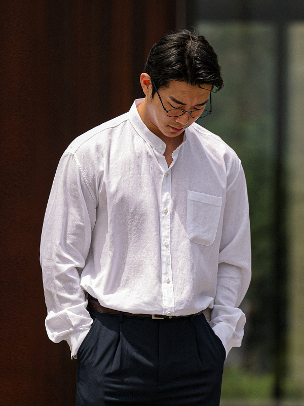 (L-7XL)<BR>제라티 차이나넥 リネンのシャツ