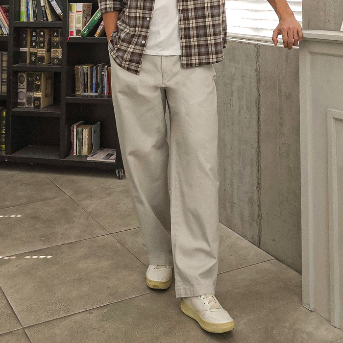 (M-5XL)<BR>헤이우드 セミワイドフィット バックバンディング 綿パンツ