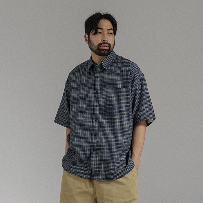 (XL-6XL)<BR>이노터 チェック半袖シャツ