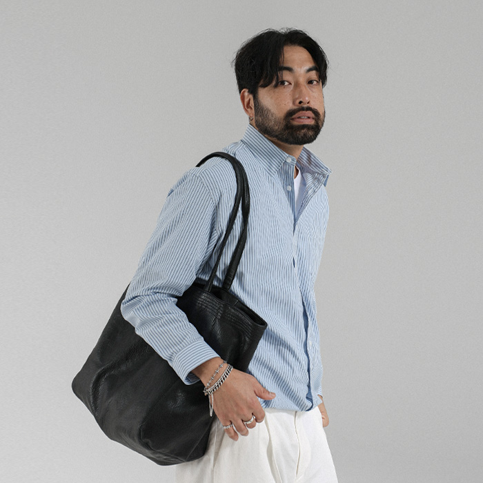 (L-6XL)<BR>콘스폴 넣은척 ストライプ シャツ