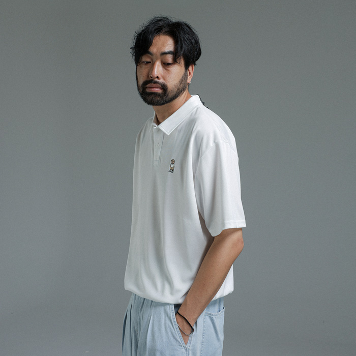 (L-7XL)<br>베어타운 넣은척 刺繍 半袖襟Tシャツ